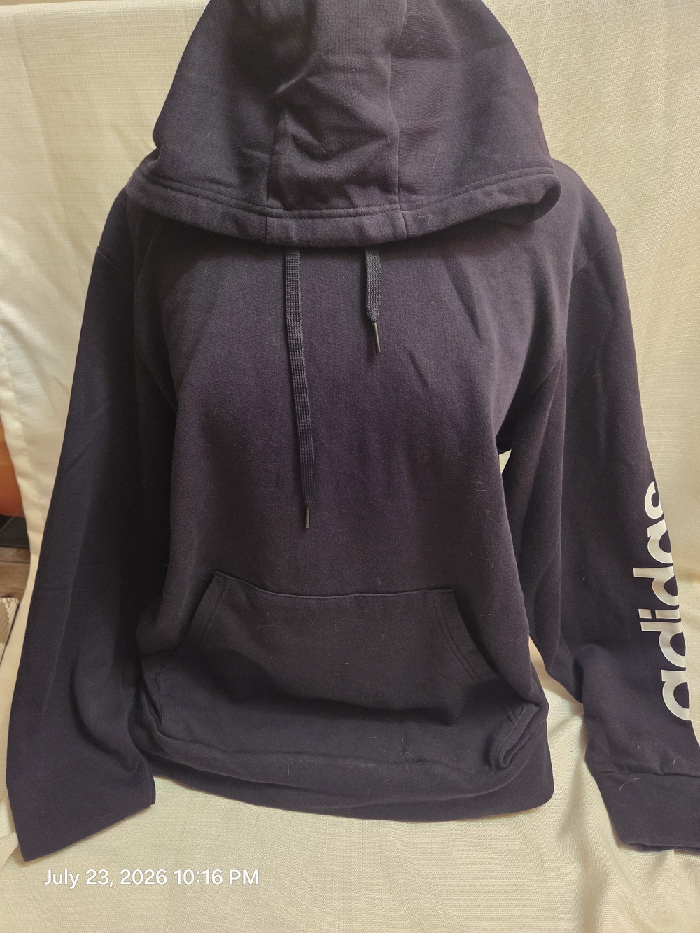 adidas Black Hoodie with White Trim and Logo Tag - Picture 2 of 5